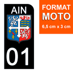 01 AIN - Stickers pour plaque d'immatriculation, disponible pour AUTO et MOTO