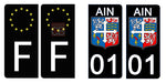 01 AIN - Stickers pour plaque d'immatriculation, disponible pour AUTO et MOTO