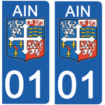 01 AIN - Stickers pour plaque d'immatriculation, disponible pour AUTO et MOTO