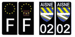 02 AISNE - Stickers pour plaque d'immatriculation, disponible pour AUTO et MOTO