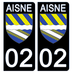 02 AISNE - Stickers pour plaque d'immatriculation, disponible pour AUTO et MOTO