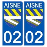 02 AISNE - Stickers pour plaque d'immatriculation, disponible pour AUTO et MOTO