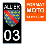 03 ALLIER - Stickers pour plaque d'immatriculation, disponible pour AUTO et MOTO