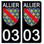 03 ALLIER - Stickers pour plaque d'immatriculation, disponible pour AUTO et MOTO