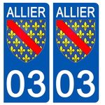 03 ALLIER - Stickers pour plaque d'immatriculation, disponible pour AUTO et MOTO