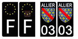 03 ALLIER - Stickers for license plates, available for CAR and MOTORCYCLE