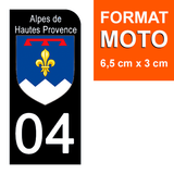 04 ALPES DE HAUTES PROVENCE  - Stickers pour plaque d'immatriculation, disponible pour AUTO et MOTO