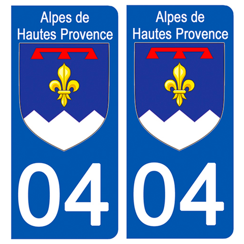 04 ALPES DE HAUTES PROVENCE  - Stickers pour plaque d'immatriculation, disponible pour AUTO et MOTO