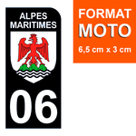 06 ALPES MARITIMES - Stickers pour plaque d'immatriculation, disponible pour AUTO et MOTO