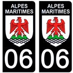 06 ALPES MARITIMES - Stickers pour plaque d'immatriculation, disponible pour AUTO et MOTO