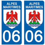 06 ALPES MARITIMES - Stickers pour plaque d'immatriculation, disponible pour AUTO et MOTO