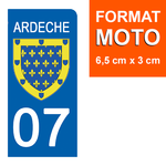 07 ARDECHE - Stickers for license plates, available for CAR and MOTORCYCLE