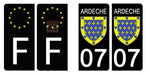 07 ARDECHE - Stickers pour plaque d'immatriculation, disponible pour AUTO et MOTO