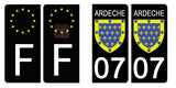 07 ARDECHE - Stickers pour plaque d'immatriculation, disponible pour AUTO et MOTO