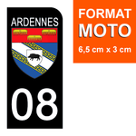 08 ARDENNES - Stickers pour plaque d'immatriculation, disponible pour AUTO et MOTO