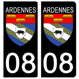 08 ARDENNES - Stickers pour plaque d'immatriculation, disponible pour AUTO et MOTO