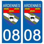 08 ARDENNES - Stickers pour plaque d'immatriculation, disponible pour AUTO et MOTO