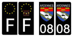 08 ARDENNES - Stickers pour plaque d'immatriculation, disponible pour AUTO et MOTO