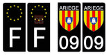 09 ARIEGES - Stickers pour plaque d'immatriculation, disponible pour AUTO et MOTO