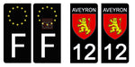 12 AVEYRON - Stickers pour plaque d'immatriculation, disponible pour AUTO et MOTO