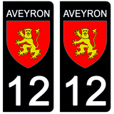 12 AVEYRON - Stickers pour plaque d'immatriculation, disponible pour AUTO et MOTO