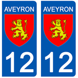 12 AVEYRON - License plate stickers, available for CAR and MOTORCYCLE