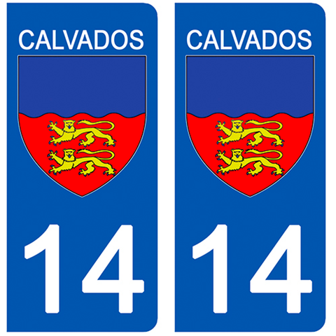 14 CALVADOS - Stickers pour plaque d'immatriculation, disponible pour AUTO et MOTO