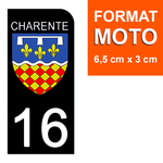 16 CHARENTE - Stickers for license plates, available for CAR and MOTORCYCLE