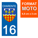 16 CHARENTE - Stickers for license plates, available for CAR and MOTORCYCLE