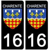 16 CHARENTE - Stickers pour plaque d'immatriculation, disponible pour AUTO et MOTO