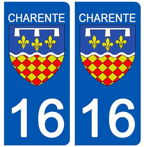 16 CHARENTE - Stickers for license plates, available for CAR and MOTORCYCLE