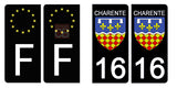 16 CHARENTE - Stickers pour plaque d'immatriculation, disponible pour AUTO et MOTO