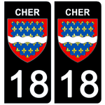 18 CHER - Stickers pour plaque d'immatriculation, disponible pour AUTO et MOTO