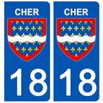 18 CHER - Stickers pour plaque d'immatriculation, disponible pour AUTO et MOTO