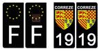 19 CORREZE - Stickers pour plaque d'immatriculation, disponible pour AUTO et MOTO