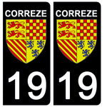 19 CORREZE - Stickers pour plaque d'immatriculation, disponible pour AUTO et MOTO