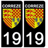 19 CORREZE - Stickers for license plates, available for CAR and MOTORCYCLE