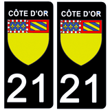 21 COTE D'OR - Stickers pour plaque d'immatriculation, disponible pour AUTO et MOTO