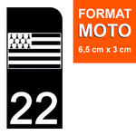 22 COTE D'ARMOR - Stickers pour plaque d'immatriculation, disponible pour AUTO et MOTO