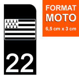 22 COTE D'ARMOR - Stickers pour plaque d'immatriculation, disponible pour AUTO et MOTO