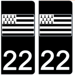 22 COTE D'ARMOR - License plate stickers, available for CAR and MOTORCYCLE