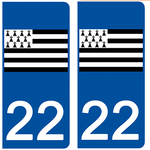 22 COTE D'ARMOR - Stickers pour plaque d'immatriculation, disponible pour AUTO et MOTO