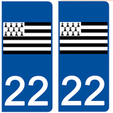 22 COTE D'ARMOR - Stickers pour plaque d'immatriculation, disponible pour AUTO et MOTO