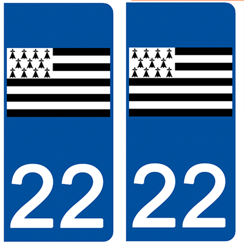 22 COTE D'ARMOR - License plate stickers, available for CAR and MOTORCYCLE