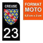 23 CREUSE - Stickers pour plaque d'immatriculation, disponible pour AUTO et MOTO