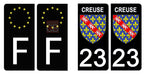 23 CREUSE - Stickers pour plaque d'immatriculation, disponible pour AUTO et MOTO