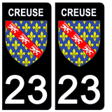 23 CREUSE - Stickers pour plaque d'immatriculation, disponible pour AUTO et MOTO