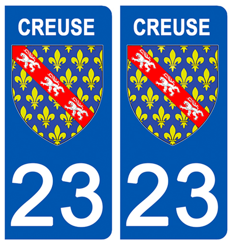 23 CREUSE - Stickers pour plaque d'immatriculation, disponible pour AUTO et MOTO