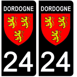 24 Dordogne - Stickers pour plaque d'immatriculation, disponible pour AUTO et MOTO