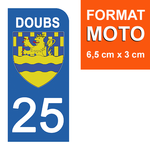 25 DOUBS - Stickers pour plaque d'immatriculation, disponible pour AUTO et MOTO